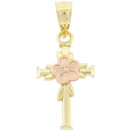 Two-tone 10k Gold Cross Charm