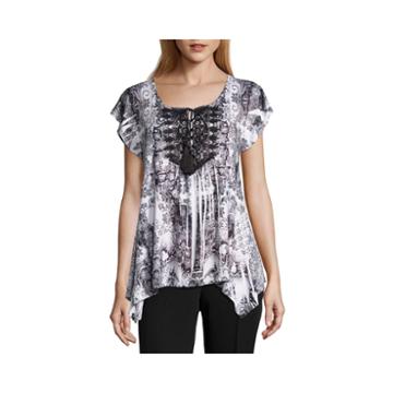 One World Apparel Short Sleeve Peasant Top