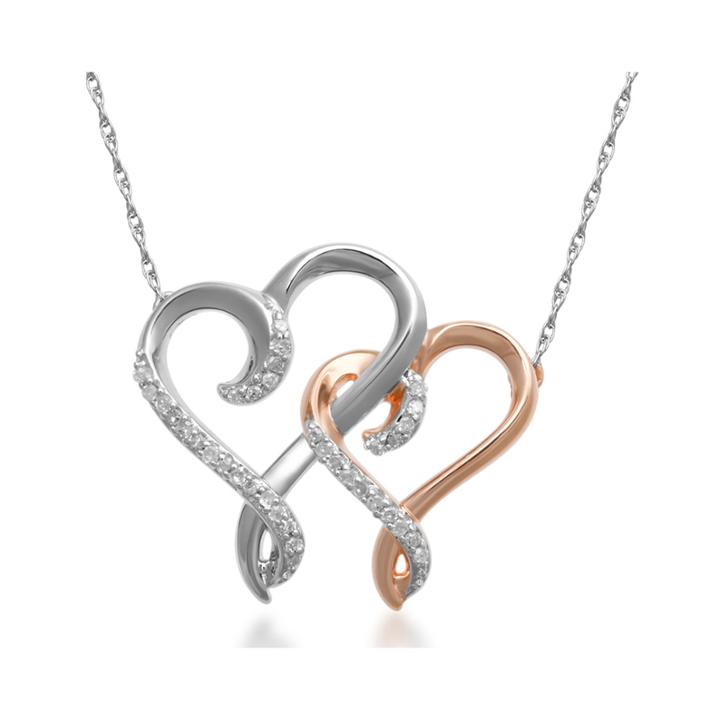 Hallmark Diamonds 1/10 Ct. T.w. Diamond Double Heart Necklace