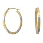Two-tone 14k Gold Oval Hoop Earrings