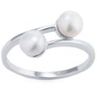 Silver Treasures Womens White Bypass Ring