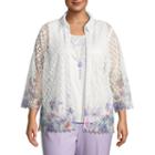 Alfred Dunner Roman Holiday Lace Print Layered Blouse- Plus