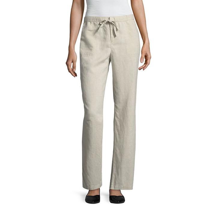 Liz Claiborne Wide Leg Linen Pant - Tall