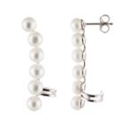 White Cultured Freshwater Pearls Sterling Silver Ear Climbers