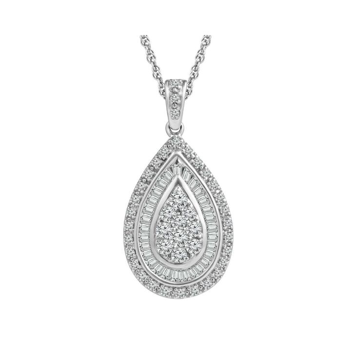 Limited Quantities 1/2 Ct. T.w. 10k White Gold Drop Pendant Necklace