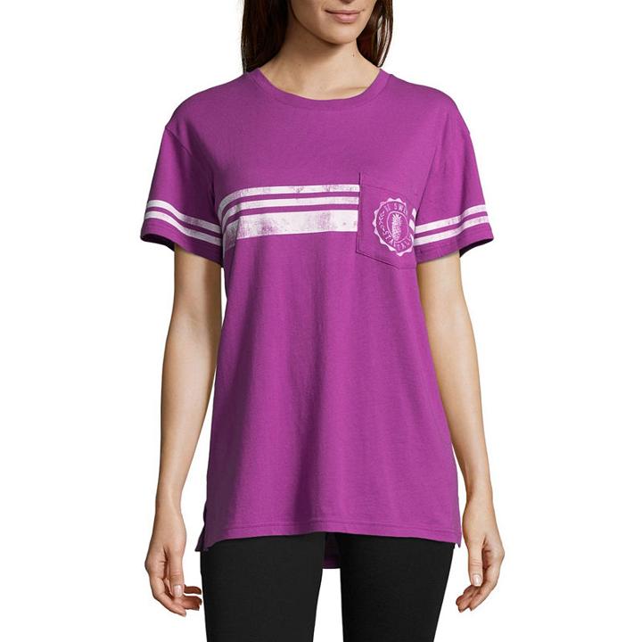 Flirtitude Short Sleeve Crew Neck Pattern T-shirt-womens Juniors