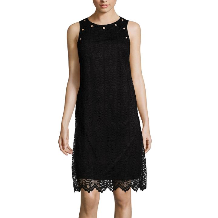 Be By Chetta B Sleeveless Lace Trapeze Shift Dress