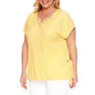 Alfred Dunner Seas The Day Short Sleeve Split Crew Neck T-shirt-womens Plus