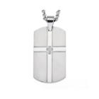 Cubic Zirconia Stainless Steel Double Cross Dog Tag Pendant