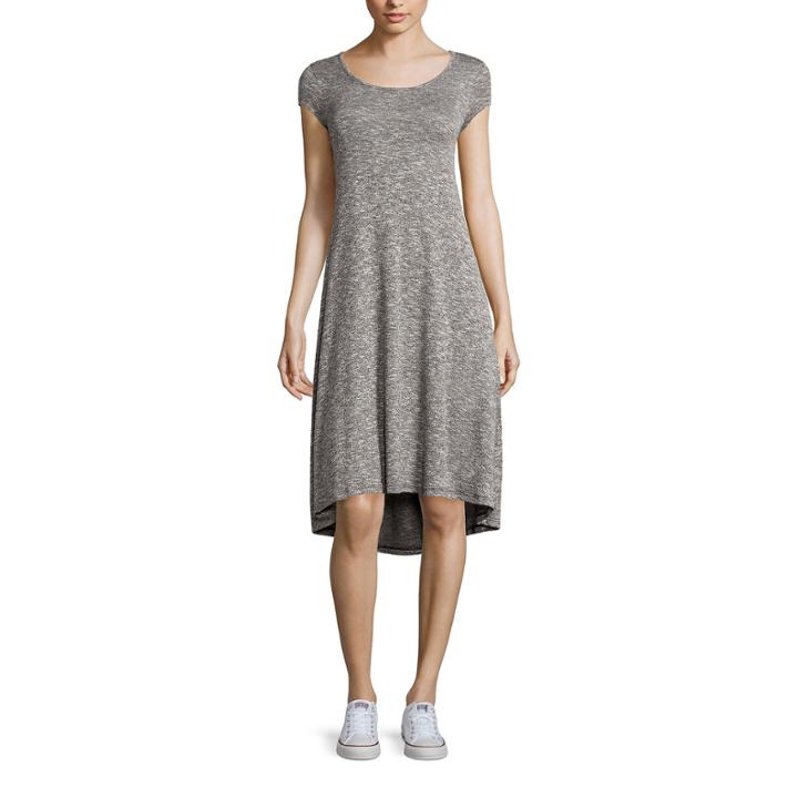 Fire Short-sleeve Marled Hatchi Lace-up T-shirt Dress - Juniors