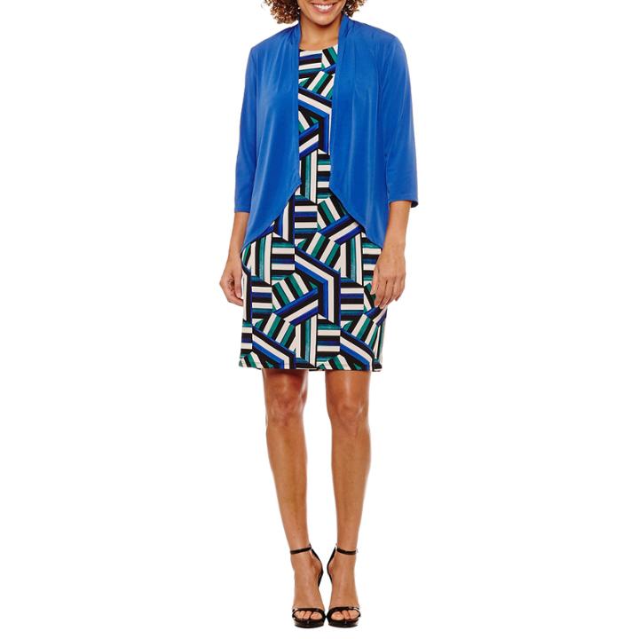 R & K Originals Elbow Sleeve Pattern Shift Dress-petites