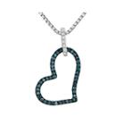 1/6 Ct. T.w. White And Color-enhanced Blue Diamond Sterling Silver Heart Pendant Necklace