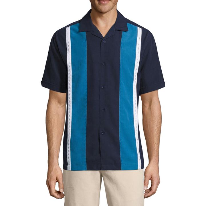 Havanera Short Sleeve Color Panel Button-front Shirt