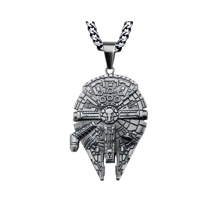 Star Wars Stainless Steel Millennium Falcon Pendant Necklace