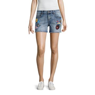 Indigo Rein Patched Denim Shorts-juniors