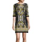Studio 1 Elbow-sleeve Geometric Print Shift Dress