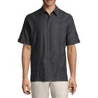Havanera Havanera Linens Short Sleeve Floral Button-front Shirt-big And Tall