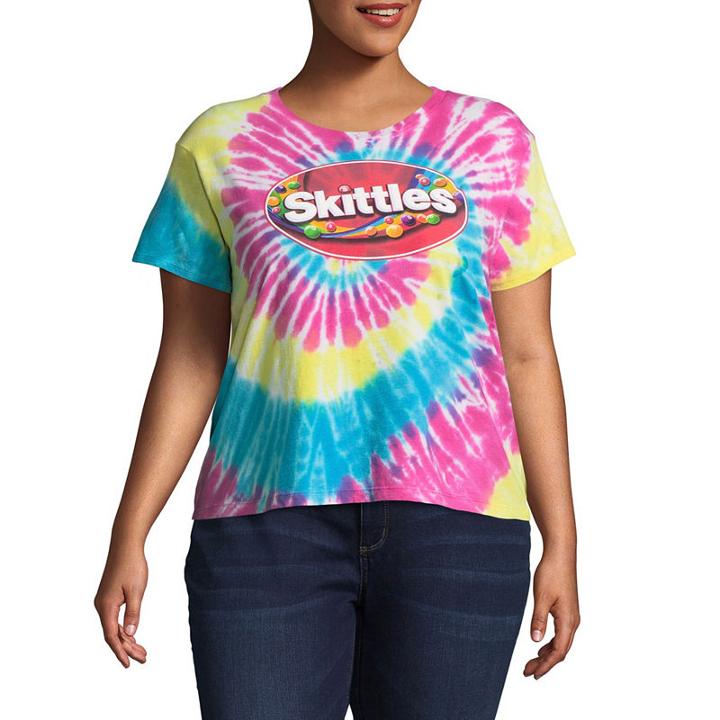 Short Sleeve Skittles Crop T-shirt- Juniors Plus