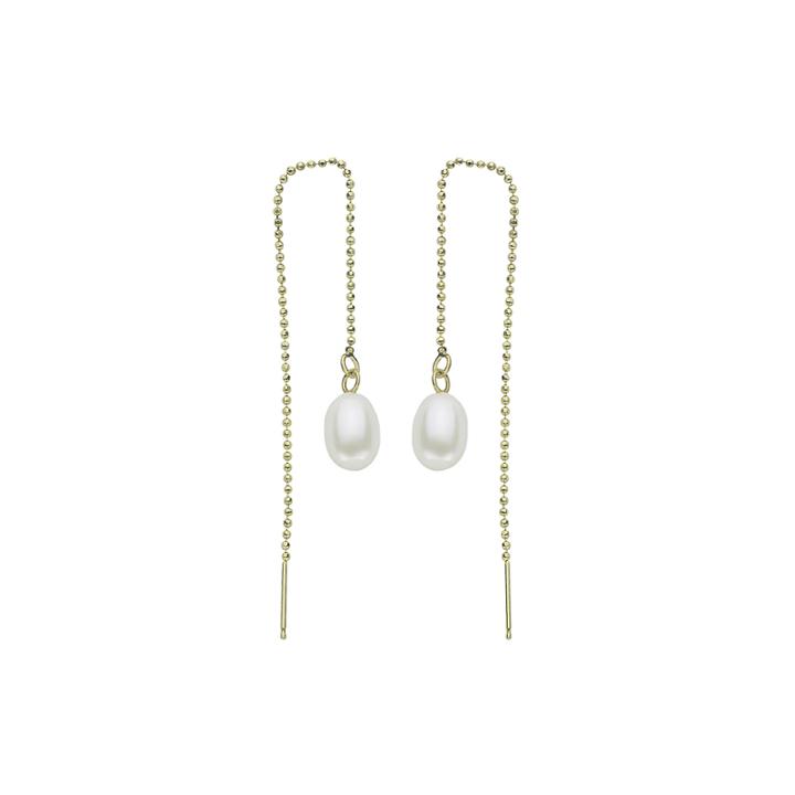 Cultured Freshwater Pearl 14k Yellow Gold Threader Drop Earrings