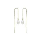 Cultured Freshwater Pearl 14k Yellow Gold Threader Drop Earrings