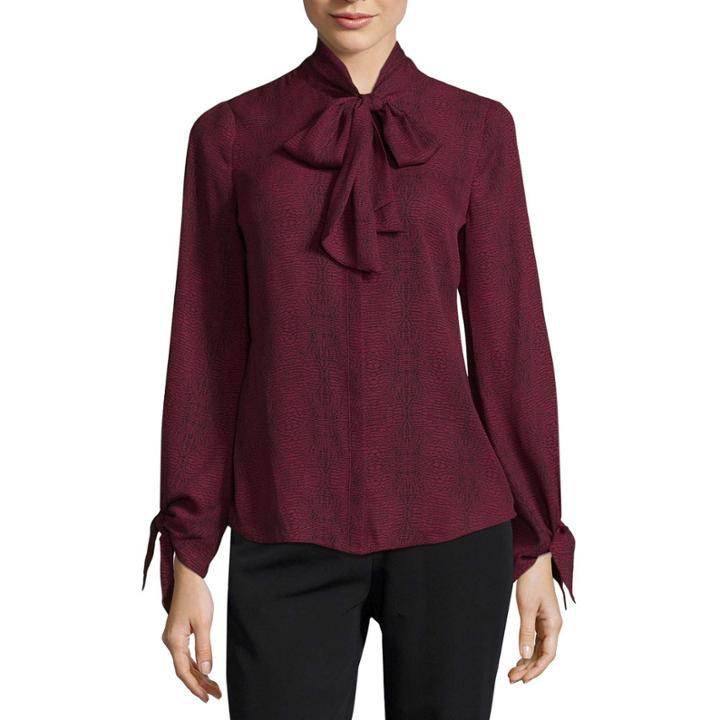 Worthington Long Sleeve Tie Blouse