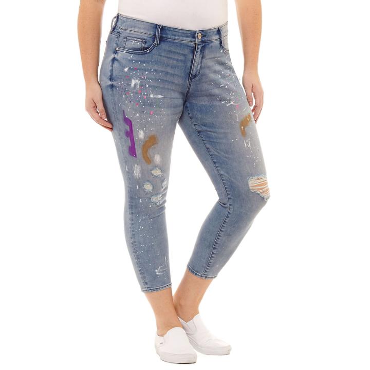 Arizona Paint Splatter Skinny Fit Jean-juniors Plus