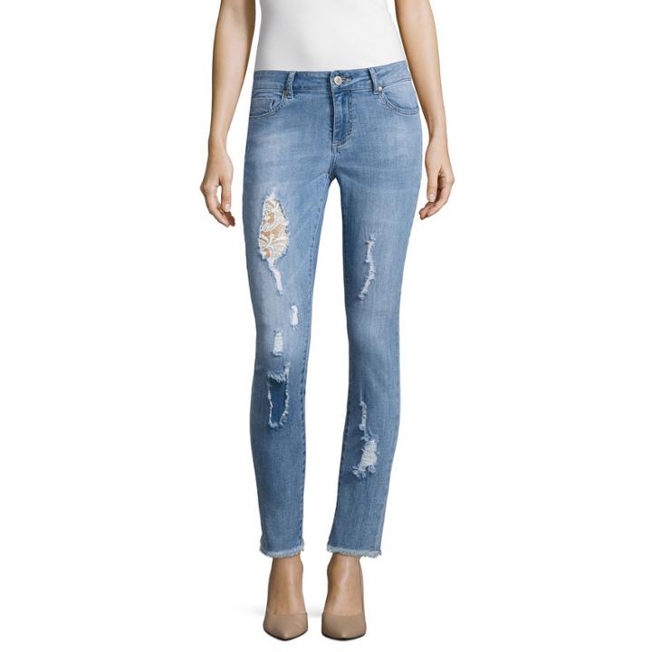 I Jeans By Buffalo Destructed Jeans With Lace Insert