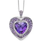 Lab-created Amethyst And White Sapphire Sterling Silver Heart Pendant Necklace