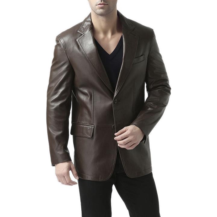 Bgsd Men's Grant Two-button New Zealand Lambskin Leather Blazer