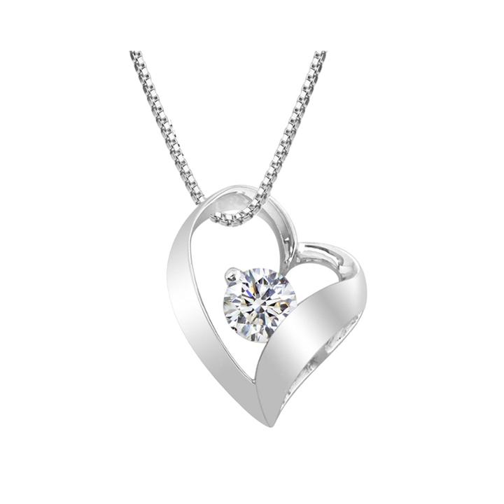 Round Lab-created White Sapphire Sterling Silver Pendant