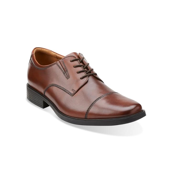 Clarks Tilden Mens Leather Cap-toe Dress Shoes
