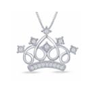 Enchanted By Disney 1/10 C.t.t.w. Cinderella Tiara Pendant Necklace In Sterling Silver