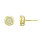 Petite Lux&trade; Cubic Zirconia 10k Yellow Gold Round Halo Stud Earrings