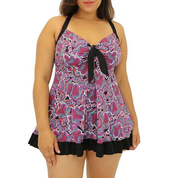 A Shore Fit Fantastical Paisley Dresskini 2 Piece Swimsuit - Plus
