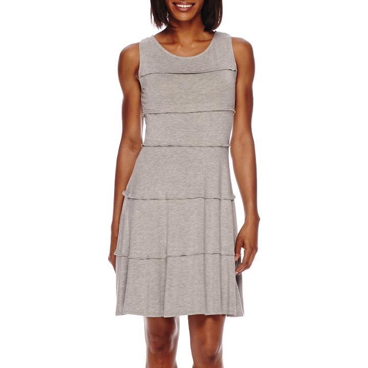 Perceptions Sleeveless Ruffle Knit Fit-and-flare Dress - Petite