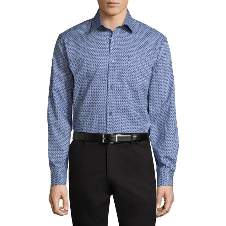Claiborne Long Sleeve Geometric Button-front Shirt