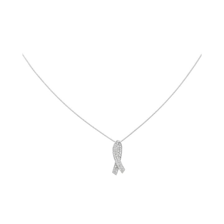 1/3 Ct. T.w. Diamond 14k White Gold Breast Cancer Awareness Pendant