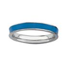 Personally Stackable Sterling Silver Blue Enamel Stackable Ring