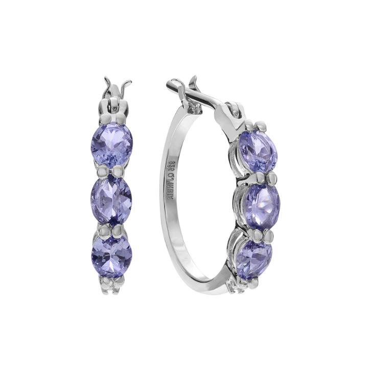 Journee Collection Diamond-accent Genuine Tanzanite Sterling Silver Clip Earrings