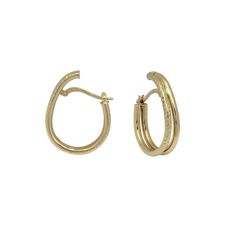 14k Yellow Gold Split Oval Hoop Earrings