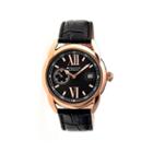 Heritor Automatic Burnell Mens Leather Date-rose Gold Tone/black/black Watch