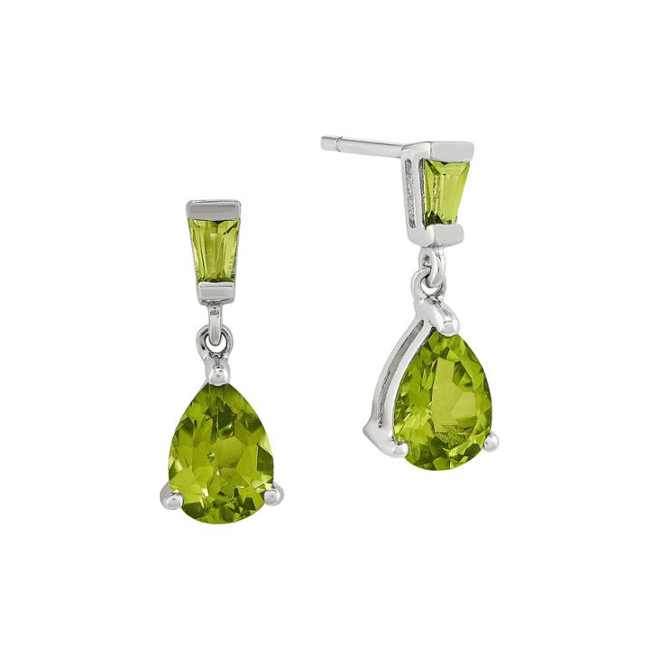 Genuine Peridot 14k White Gold Two-stone Earrings