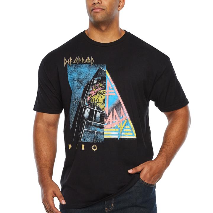Def Leppard Split Screen Short Sleeve Graphic T-shirt-big And Tall