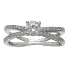 Silver Treasures White Cubic Zirconia Cocktail Ring