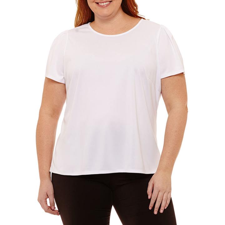 Worthington Elbow Sleeve Scoop Neck T-shirt-womens Plus