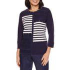 Alfred Dunner Stripe Patch Sweater
