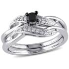 Womens 1/4 Ct. T.w. Color Enhanced Black Diamond Sterling Silver Bridal Set