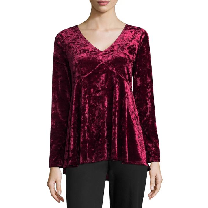 Alyx Long Sleeve V Neck Velvet Blouse