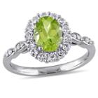 Womens Diamond Accent Genuine Peridot Green 14k Gold Cocktail Ring