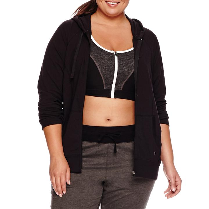 Xersion&trade; Long-sleeve Curve Seam Front-zip Hoodie - Plus